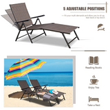 Tangkula Set of 2 Patio Adjustable Chaise, Adjustable Textiline Outdoor Reclining Lounger Chairs