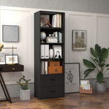 Tangkula 4 Shelf Bookcase with 2 Drawers, 74 Inches 4 Tiers Tall Open Bookshelf with 2 Slide-Out Drawers
