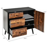 Tangkula Retro Storage Cabinet, Wood Floor Storage Cabinet with 3 Drawers and 1 Cabinet w/Adjustable Shelf, Accent Cabinet