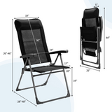 Tangkula Patio Dining Chairs, Folding Portable Chairs with Adjustable Backrest, Outdoor Camping Chair Set with Armrests & Headrest