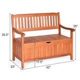 Tangkula Wooden Outdoor Storage Bench Large Deck Box (Natural)