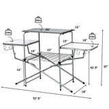 Folding Grill Table, Aluminum Camping Kitchen Table with Cook Station,