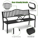 Tangkula Outdoor Garden Bench with Pullout Middle Table