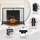 44.5 x 33.5 Inch Double-Door Fireplace Screen, 2-Panel Large Flat Wrought Metal Fire Spark Guard Gate Cover for Home
