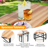 Tangkula 3 Piece Picnic Table Bench Set, Wood Picnic Table with 2 Benches with Heavy-Duty Metal Frame