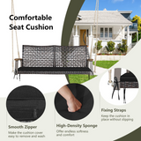 Tangkula 2 Person PE Wicker Porch Swing Bench, 800 LBS Weight Capacity