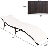 2 Pieces Patio Rattan Chaise Lounge, Outdoor Wicker Lounge Chair