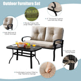 Patio Loveseat with Table Set - Tangkula