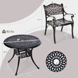 Tangkula 3 Pieces Cast Aluminum Patio Bistro Set, Outdoor Patio Table and Chairs Furniture for Porch and Balcony