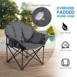 Tangkula Oversized Camping Chair, Outdoor Padded Folding Chair with Cup Holder