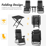 Tangkula 3 Pieces Outdoor Zero Gravity Chair Set, Folding Reclining Lounge Chair with Adjustable Backrest