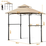 Tangkula 8"x 5" Grill Gazebo, Outdoor Patio Barbecue Gazebo Shelter with LED Lights