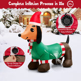 Tangkula 4 FT Long Christmas Inflatable Dachshund Dog, Decoration with Built-in LED Lights