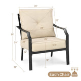 Tangkula 2 Pieces Patio Dining Chairs, Outdoor Bistro Armchairs with Steel Frame, Thick and Soft Cushions