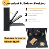 Wall Mounted Desk, Pneumatic Floating Desk Wall Mount Laptop Desk with Magnetic Foldable Tabletop