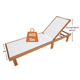 Tangkula Outdoor Wood Chaise Lounge Chair, Patio Chaise Lounger with 5-Postion Adjustable Back