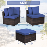 Tangkula Patio Rattan Sofa Set, Outdoor Wicker Sectional Furniture Set