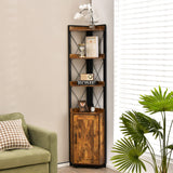 Tangkula Tall Corner Storage Cabinet, 71" Industrial 6 Tier Storage Shelf w/Door Cabinet