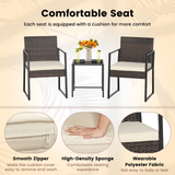 Tangkula 3 Piece Patio Furniture Set, Modern Heavy Duty All Weather Cushioned Wicker Chairs and Coffee Table Set