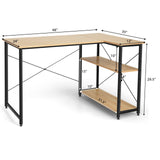 Tangkula L-Shaped Computer Desk with Reversible Shelves