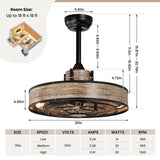 Tangkula 20" Caged Ceiling Fan with Light, Enclosed Ceiling Fan