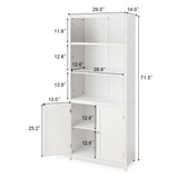 Tangkula Bookcase with Doors, 3 Tier Open Book Shelving