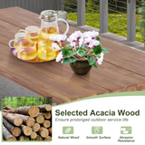 Tangkula 3 Piece Picnic Table Bench Set, Outdoor Acacia Wood Picnic Table with 2 Benches