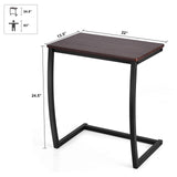 Tangkula Couch Table Sofa Side C Table, C-Shaped End Table with Steel Frame, Snack Table TV Tray Table