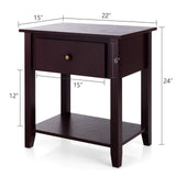 Tangkula End Table with Drawer, Nightstand w/Drawer and Storage Shelf