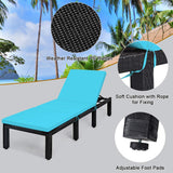 Patio Wicker Lounge Chair, Outdoor Rattan Adjustable Reclining Backrest Lounger Chair