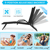Tangkula Outdoor Patio Chaise Lounge Chairs, Reclining Lounge Chairs with 5-Position Adjustable Backrest & Breathable Fabric