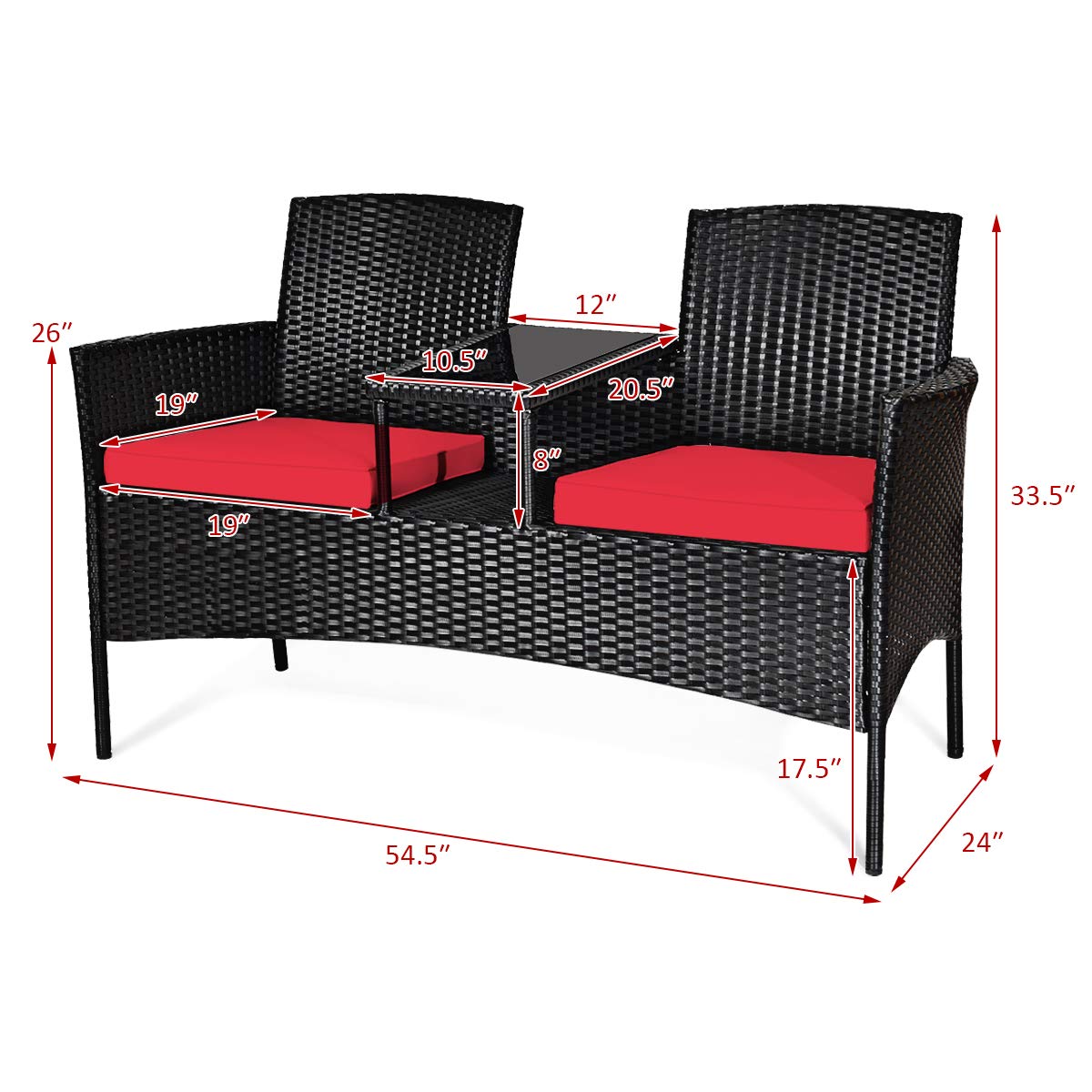 Wicker Patio Conversation Furniture Set - Tangkula