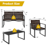 Tangkula 4 Pieces Patio Furniture Set, Outdoor Conversation Sofa Set with Coffee Table