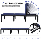 Tangkula Patio Wicker Lounge Chair, Outdoor Rattan Adjustable Reclining Backrest Lounger Chairs