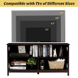 TV Stand for TVs up to 55 Inch, Farmhouse Wood Entertainment Center with X-Shaped Frame & 4 Open Storage Shelves
