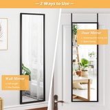 Tangkula Full Length Door Mirror Wall Mirror, 42''x 14'' Over The Door Mirror with 2 Sets of Height Adjusting Hanging Hooks