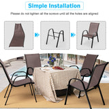 Tangkula 4 Pieces Patio Dining Chairs, Outdoor Stackable All Weather Heavy Duty Dining Chairs Set with Armrests