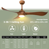 Tangkula 52 Inch Ceiling Fan with Light, Modern Ceiling Fan with 6 Wind Speeds