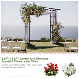 6.8 Ft Garden Arbor, Metal Arch with Trellis for Climbing Plant, Vines, Flowers