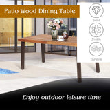 Tangkula Acacia Wood Outdoor Dining Table with Umbrella Hole
