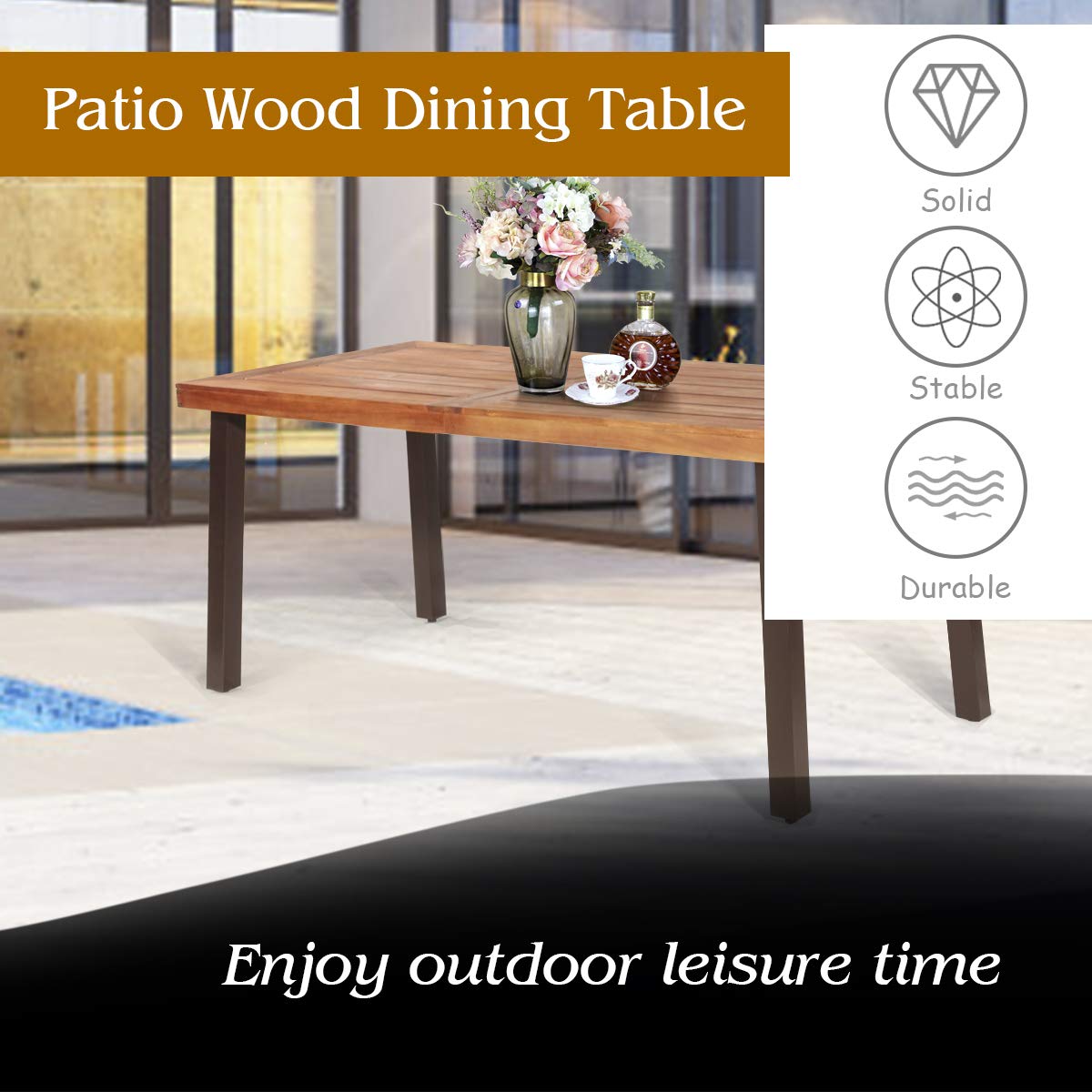 thumbnail image 2 of Tangkula 52 Inches Acacia Wood Outdoor Bench For Dining Room, Entryway, Poolside, Garden - Patio Backless Dining Seat With Slatted Design, Ideal For Outdoors & Indoors 2 of 13