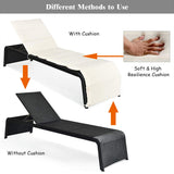 Tangkula Outdoor Chaise Lounge Chair, 5-Position Adjustable Rattan Recliner Chair