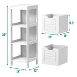 Tangkula Bathroom Floor Cabinet, Multifunctional Wooden Storage Cabinet with 2 Adjustable Drawers