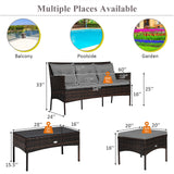 3 Pieces Patio Conversation Set, Outdoor PE Rattan Wicker Furniture Set