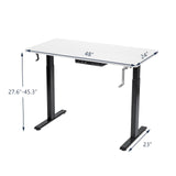 Manual Height Adjustable Standing Desk, 48" x 24" Crank Sit to Stand Desk