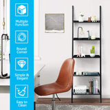 5-Tier Ladder Shelf, Wall-Leaning Bookshelf w/ Open Shelves, Plant Flower Stand