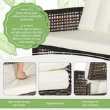 Tangkula Outdoor PE Wicker Conversation Set with 2-Tier Coffee Table