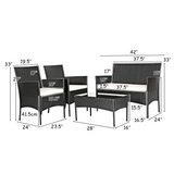 Tangkula Patio Furniture Set, Outdoor Wicker Conversation Set with Tempered Glass Coffee Table