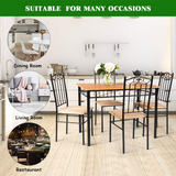 Tangkula 5 Piece Dining Table Set Vintage Wood Top Padded Seat Dining Table and Chairs Set