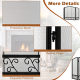 Tangkula 50 x 31 Inches 3-Panel Heat-Resistant Metal Mesh Fireplace Screen